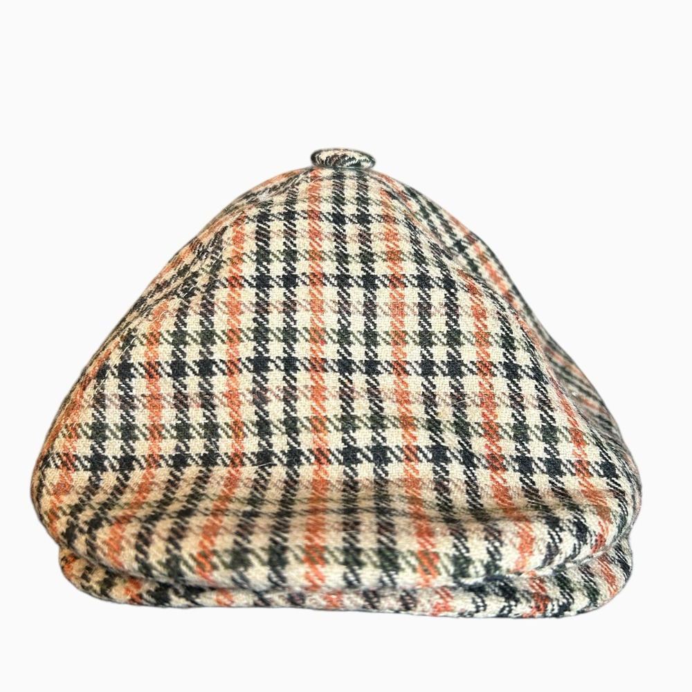 Vintage Burton Headwear plaid flat cap/newsboy Hat 100% Acrylic Houndstooth Rare
